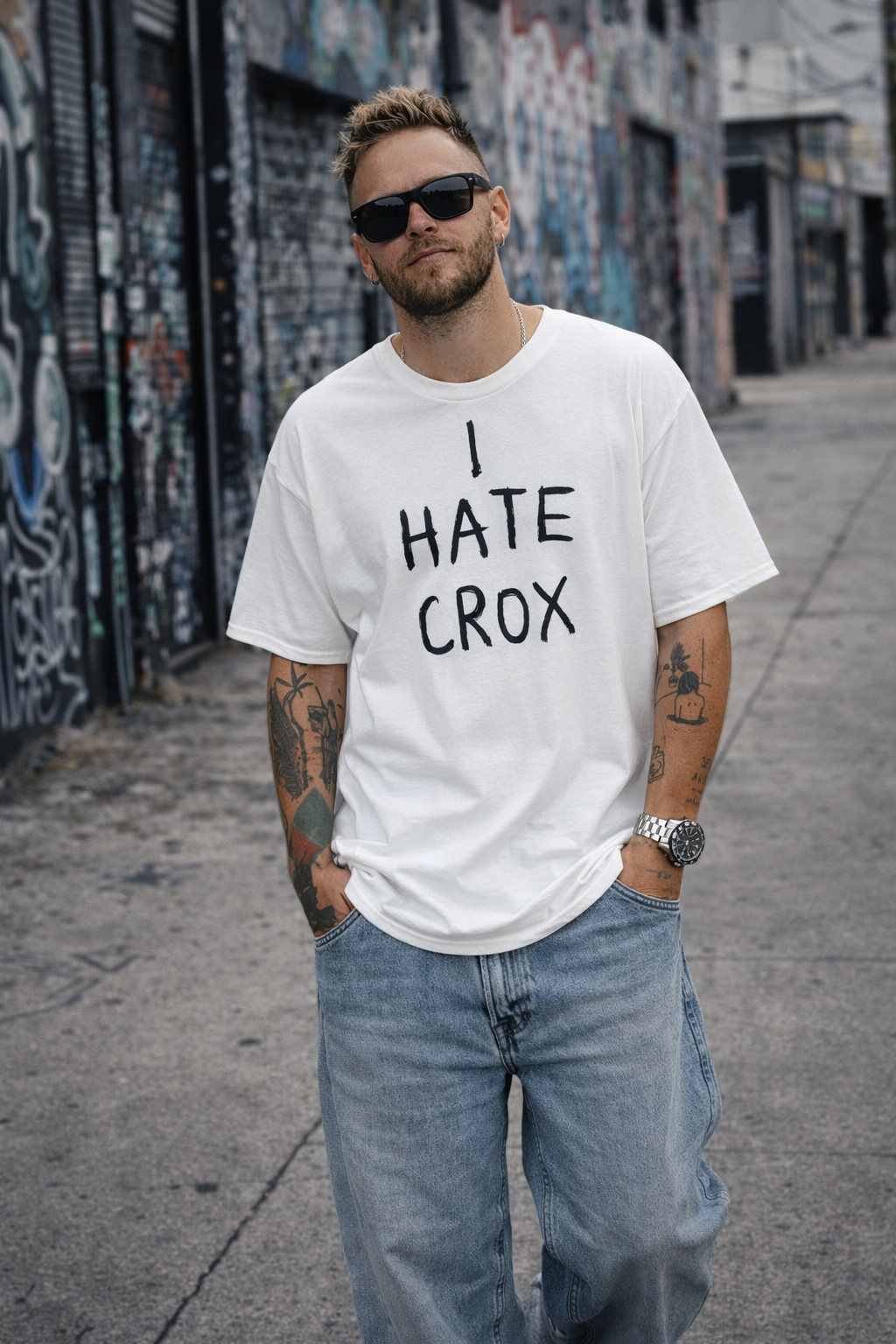 I HATE CROX - Anti-Hate Statement Unisex T-Shirt (IH8 Brand)
