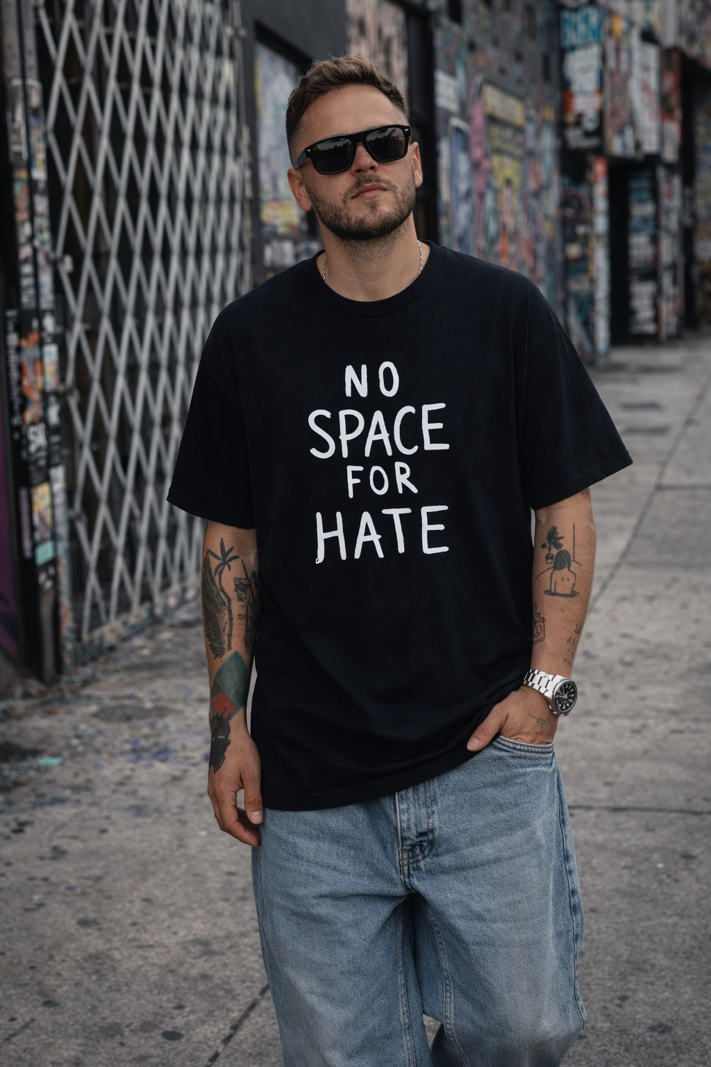 NO SPACE FOR HATE - Anti-Hate Statement Unisex T-Shirt (IH8 Brand)